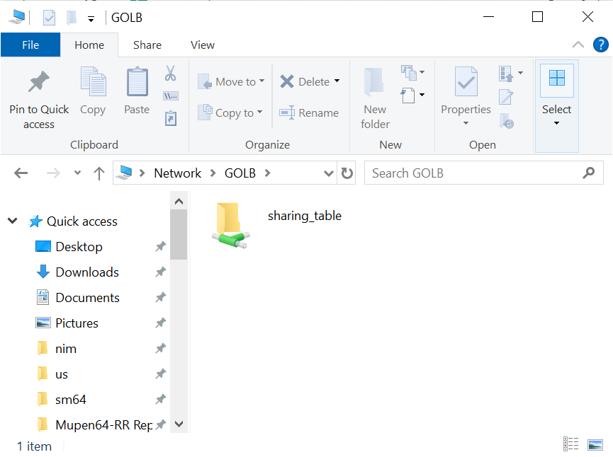 GOLB share drive showing in Windows File Explorer